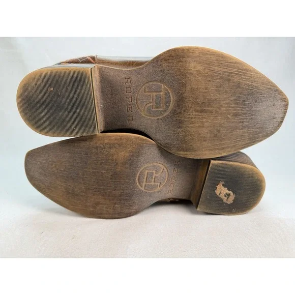 Roper Sedona Ankle Boots Womens 7.5 Brown Faux Leather Aztec Print Western Boho - Picture 10 of 10